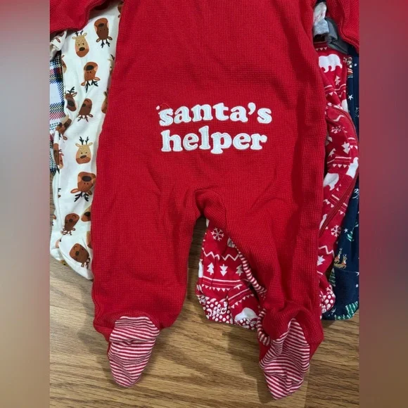 Old Navy Carter's Christmas Dress Reindeer Santa Snowman Bears Footie Pjs - Picture 7 of 8